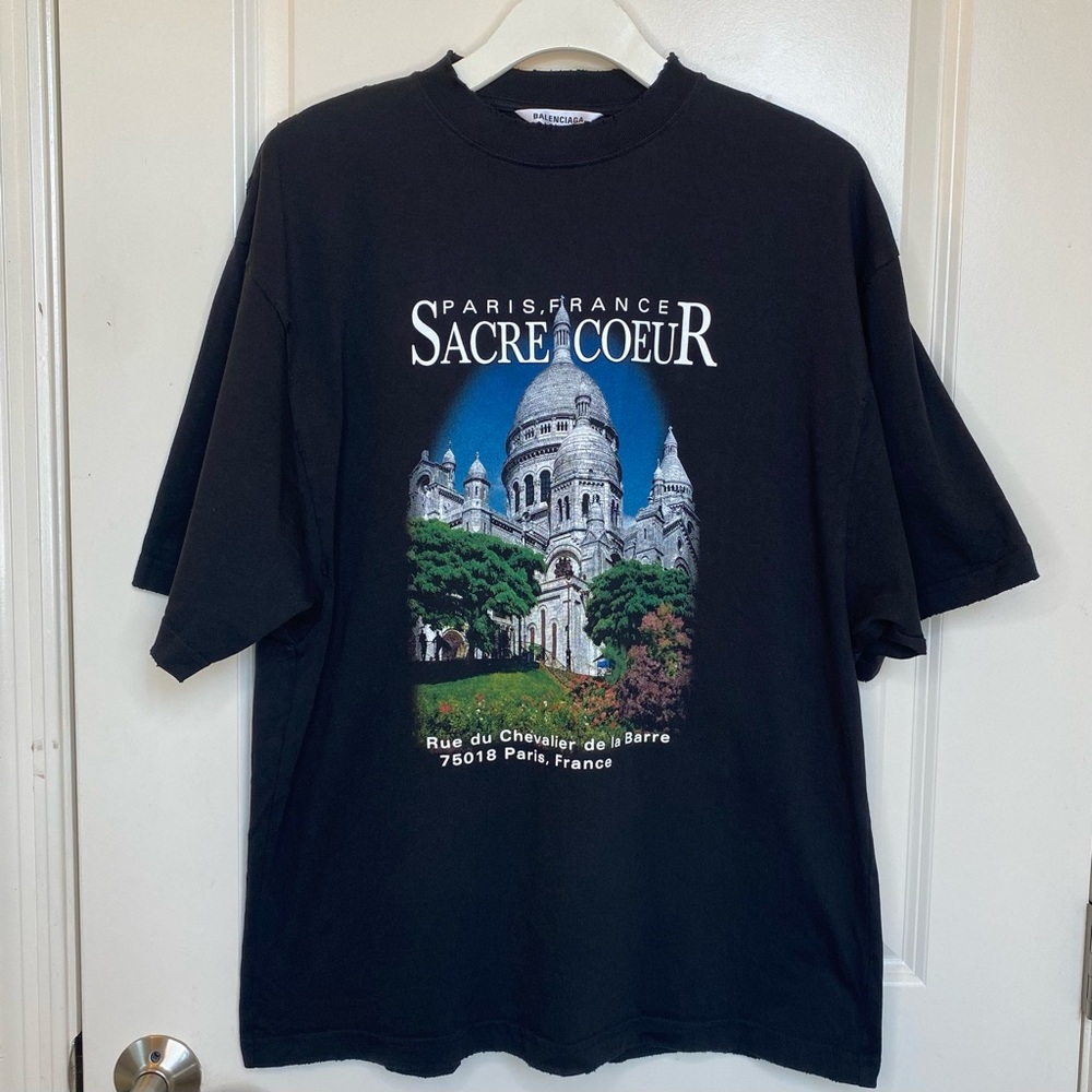 Balenciaga Paris Black Distressed Tee Size XS - Picture 10 of 11